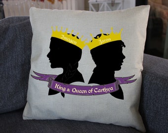 King Jaron & Queen Imogen Silhouette False Prince Series Throw Pillow 14x14