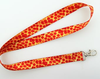 Pepperoni Pizza Geek Lanyard w Lobster Clasp Food Keychain Keys Id Foodie