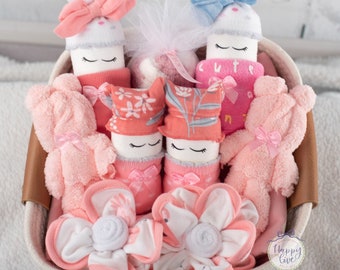 New Baby Girl Gift Basket, Baby Girl Gift Set, Large Corporate Baby Shower, Unique Diaper Babies Welcome Gift New Parents Expectant Mom Gift