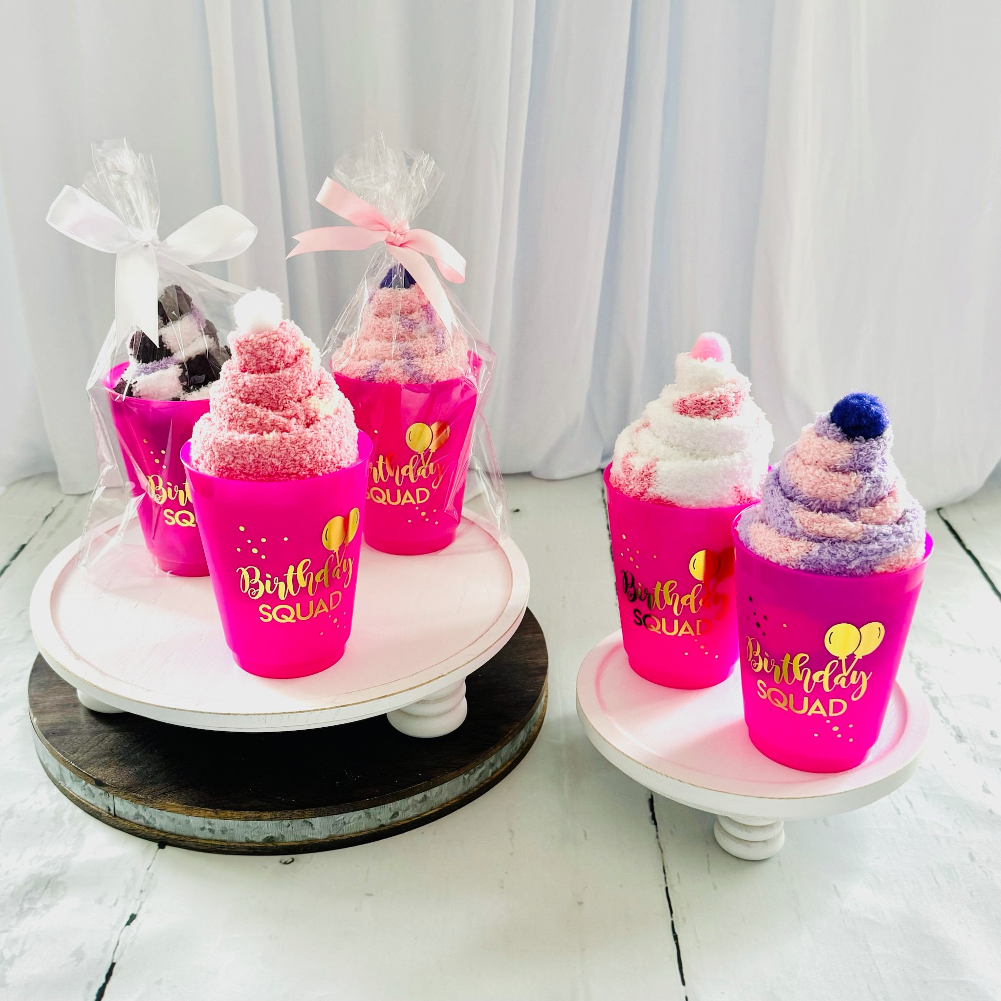 Fuzzy Socks Cupcake Party Favors: Teen Girl Sleepover Gifts