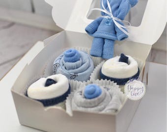Baby Shower Gift Basket Baby Boy Gift Baby Bodysuit Cupcakes Baby Shower Gift Set Unisex Neutral Baby Girl Welcome Gift New Mom Gift Grandma