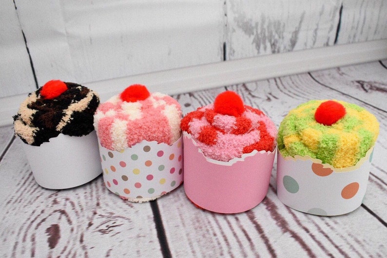 Fuzzy Sock Cupcakes