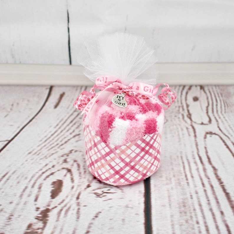 Baby Girl Shower Favors, Baby Boy Shower Party Prizes, Fuzzy Socks Cupcakes, Its a Girl Party Favors, Baby Shower ideas, Pregnancy Congrats image 2