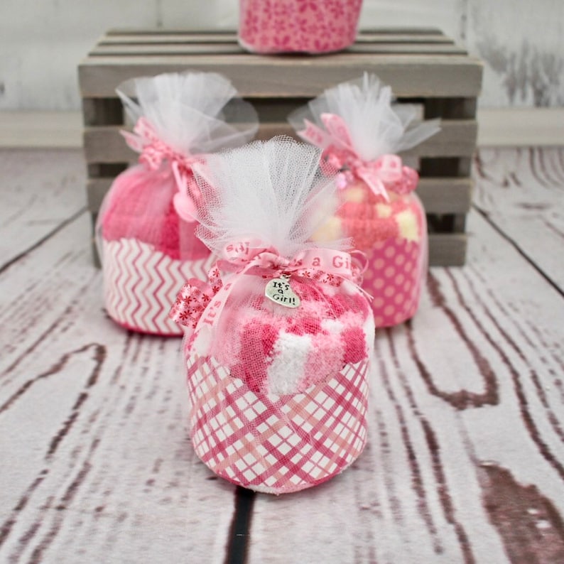 Baby Girl Shower Favors, Baby Boy Shower Party Prizes, Fuzzy Socks Cupcakes, Its a Girl Party Favors, Baby Shower ideas, Pregnancy Congrats image 3