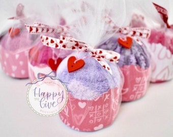 Valentine Sock Cupcake: Fuzzy Socks Gift, Party Favor, Galentines Day Gifts, Gifts for Her Teen Valentines, Teachers Valentines Day Gifts