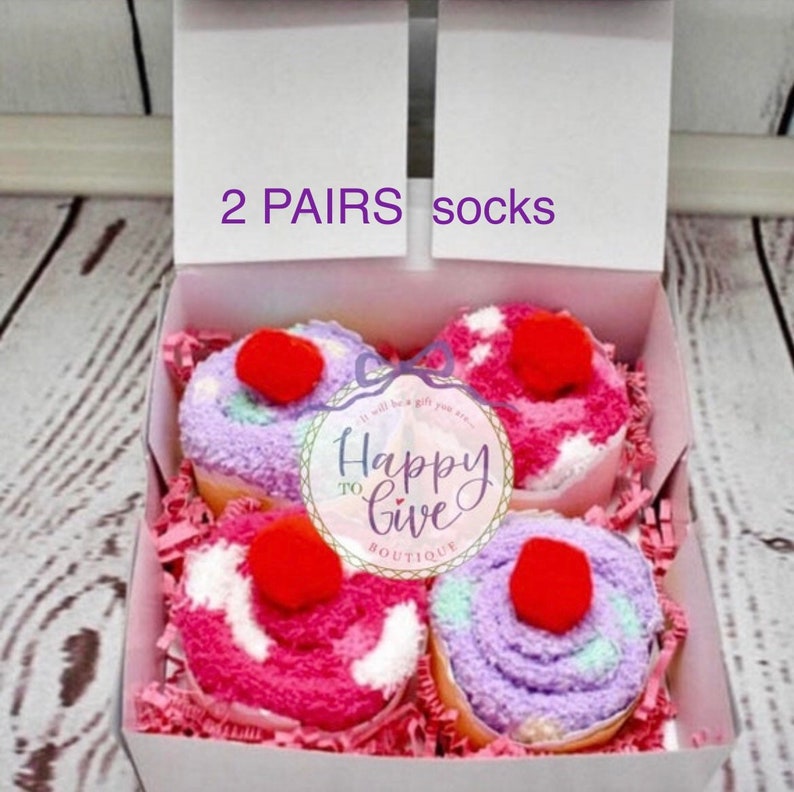 Fuzzy Socks Cupcake Unique Gifts for Women, Post Surgery Relaxation Self Care Gift BFF Birthday Gift Thinking of You Gift Chemo Care Package image 7
