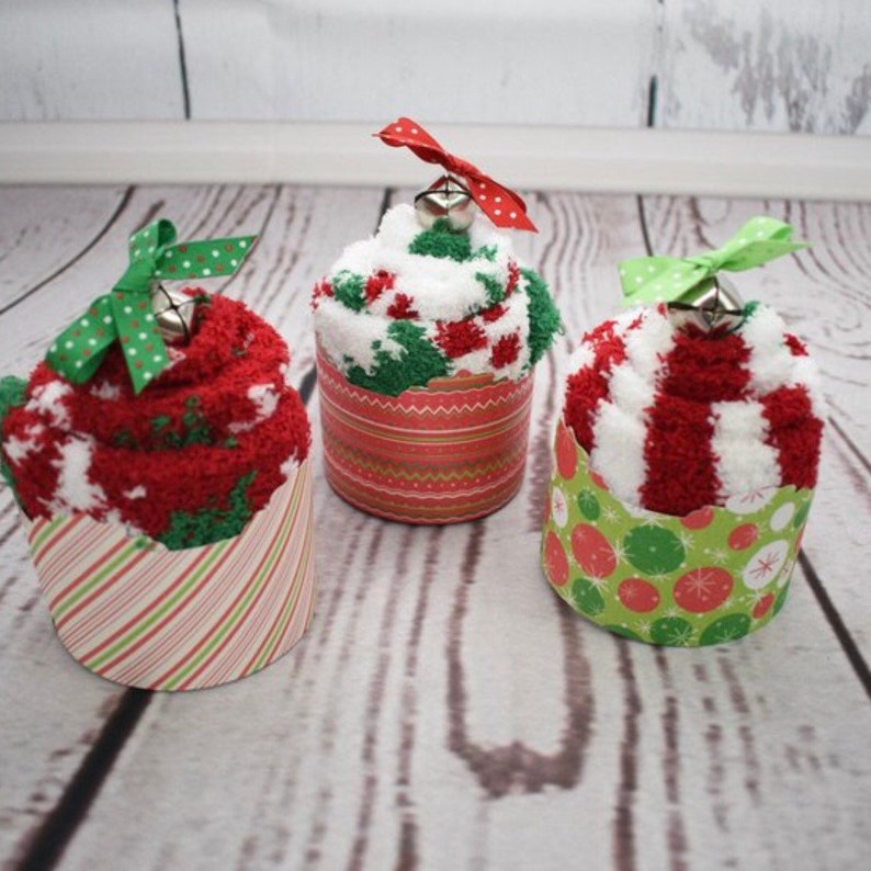 Fuzzy Sock Cupcakes Christmas Socks Unique Teacher Christmas Etsy