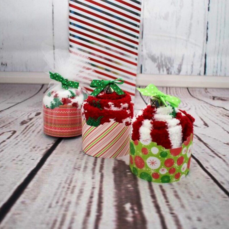 Fuzzy Sock Cupcakes Christmas Socks Unique Teacher Christmas Etsy