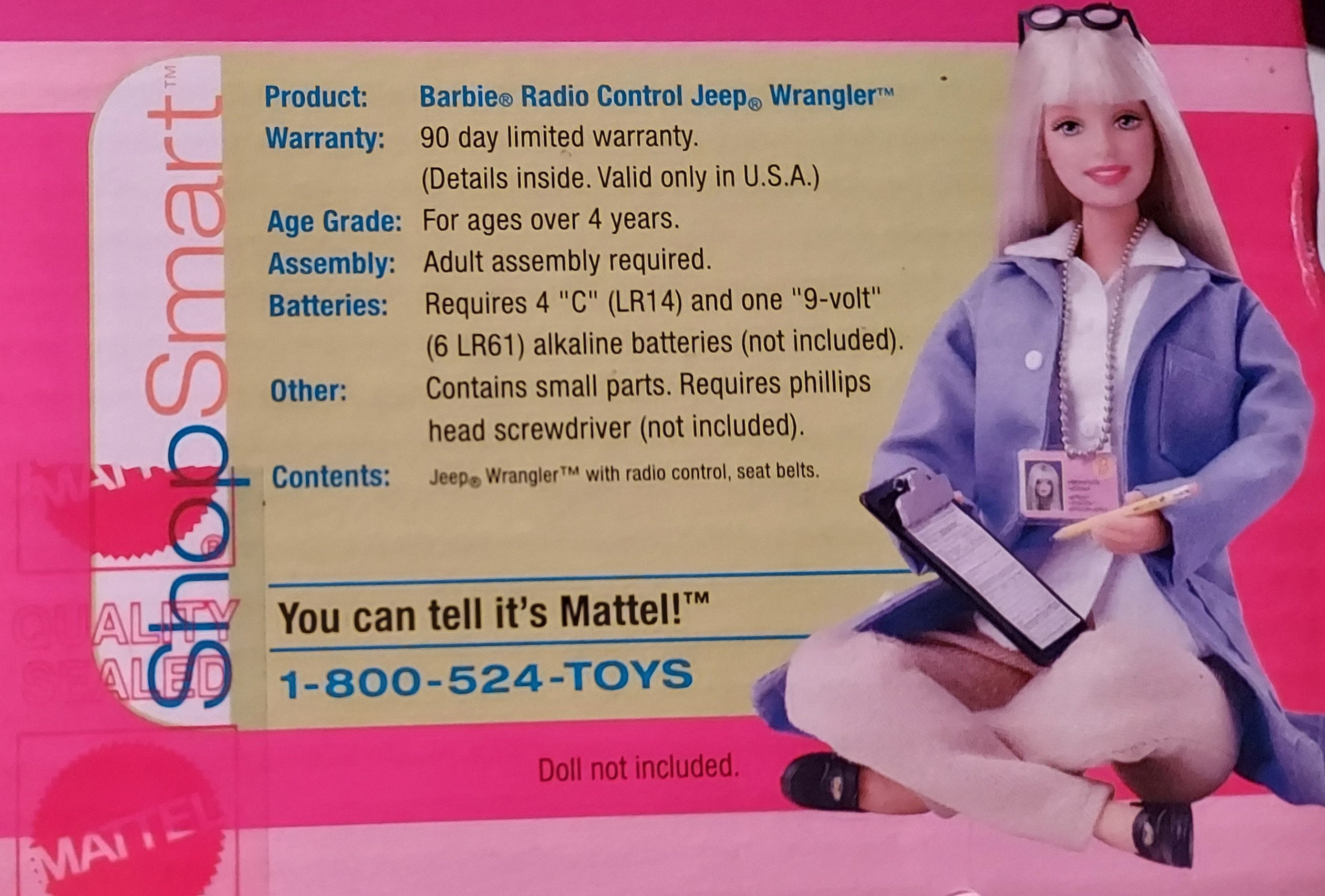 BARBIE, Barbie Radio Control Jeep Wrangler, Working Lights, Model#  67262-91, 2000 Mattel, NRFB
