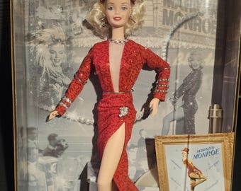 BARBIE - Marilyn Monroe, Gentlemen Prefer Blondes, Hollywood Legends Collections, 1997 Mattel, #17452 NRFB,  1995 Monroe First Day Stamps