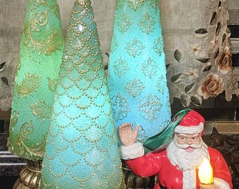 Holiday Decor: Santa's Magic Christmas Ornaments, Wax Tree Luminaries, Flameless Candles, Table and Mantle Decor & Ornaments