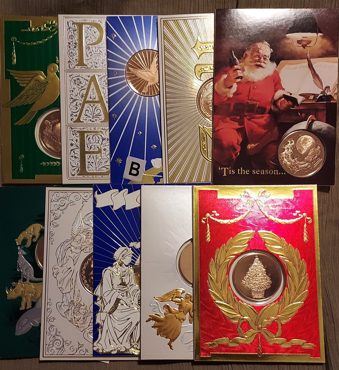 Vintage Franklin Mint Christmas Card With Bronze Coins 1980s Etsy
