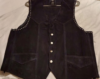 Vintage Western Style Genuine Leather Vest, XLarge Made in Mexico