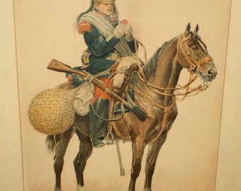 Edouard Detaille, Soldier and Horse, Engraving, 1800s