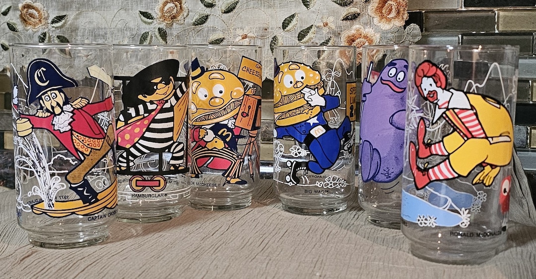 マクドナルド - 1977年McDonaldland Action Series グラス5個セット McDonalds RARE Vintage 1977 McDonaldland Action Series 
