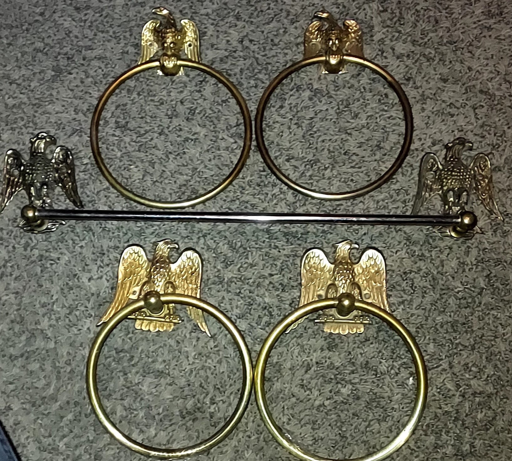 Vintage Brass Eagle Towel Holders & Rack