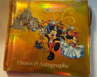Vintage Disney Gold Autograph & Photo Book ,Mickey Mouse, Minnie Mouse, Princesses, 1990s Disney, FACTORY SEALED