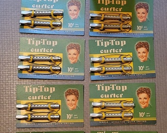 Vintage 1940s Tip Top Products, Display Cards with 2 Medium Metal Rollers, Beauty Shop Retro, NEW Old Stock, Lot of 10