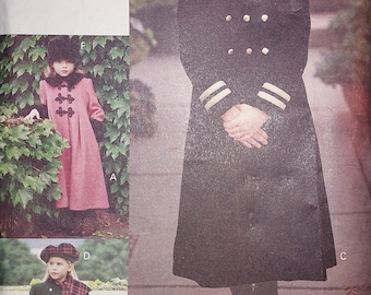 Vogue 8864, Little Vogue, Children's/Girls Double Breasted Coat & Hat, Sewing Pattern, Size 4-5-6, UNCUT