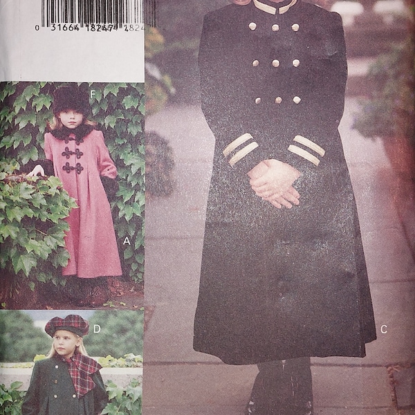 Vogue 8864, Little Vogue, Children's/Girls Double Breasted Coat & Hat, Sewing Pattern, Size 4-5-6, UNCUT