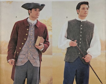 Butterick 3072, Making History, Adult Costume Pattern, Historical Costume, Coat, Vest, Shirt, Pants, Hat, Period Clothing, Size 38-42 UNCUT