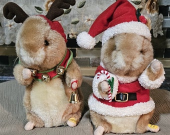 Holiday Animals, GEMMY Dancing Hamster Reindeer, Santa Hamster Kringle, Singing Dancing, Disney Chipmunks, Chip & Dale