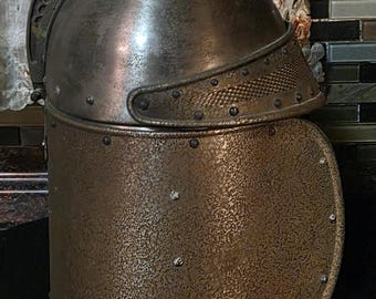 Vintage 70s CAMELOT Knight's Helmet Metal Ice Bucket, Medieval