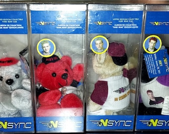 NSync Collectibles, 5 Limited Edition Rare Bear Cubs - Justin, Lance, Joey & Chris, JC ©2000 Zeeks, Inc.,