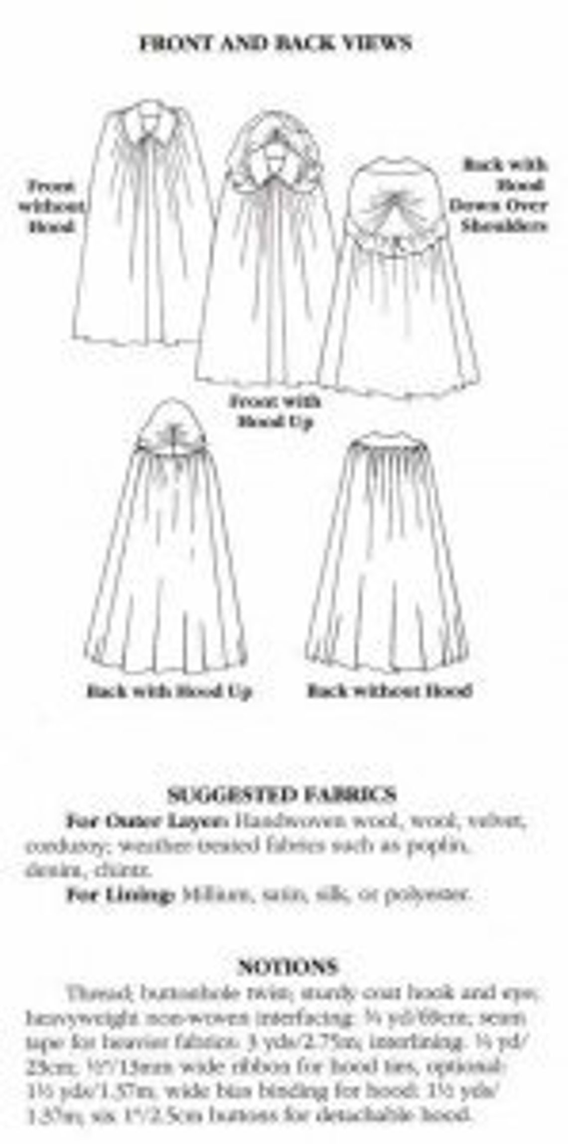 Folkwear Pattern 204 Sewing Pattern Kinsale Cloak Pattern Etsy