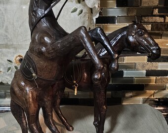 1950年代のヴィンテージレザー製馬の置物、2体セット - Etsy 日本