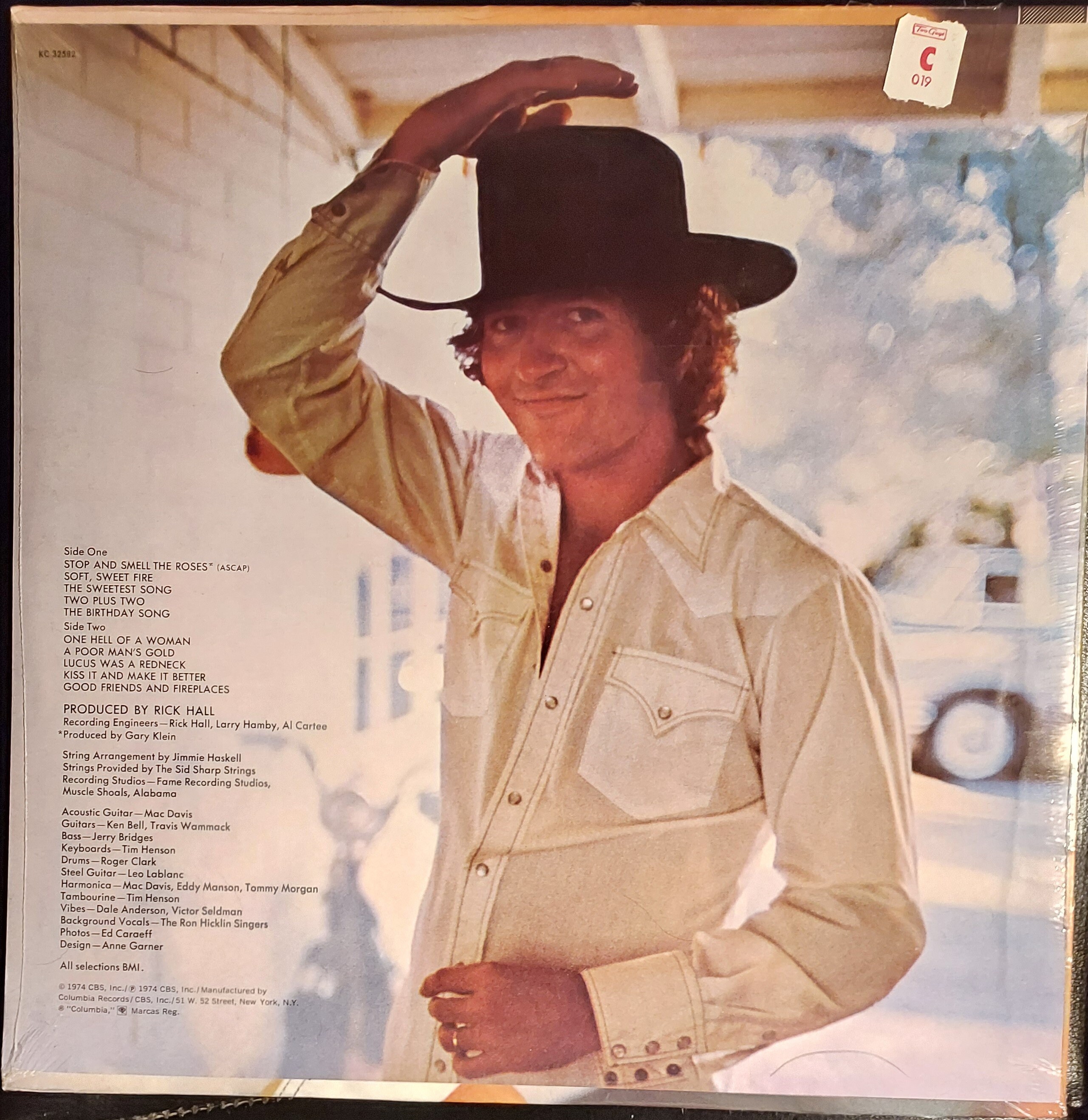 Vintage LP, Mac Davis Stop and Smell the Roses, 1974. Columbia Records
