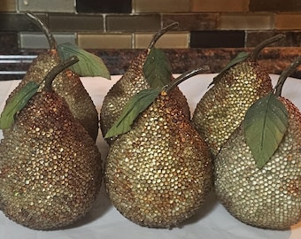 Vintage Mid-Century Sugared Frosted Beaded Faux Fruits