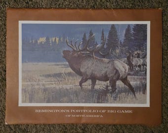 Remington's Portfolio: Big Game of North America 12 Lithographs, Artist Bob Kuhn with protective case