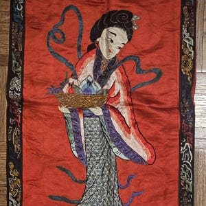 Vintage Chinese Silk Hand Embroidered Panels