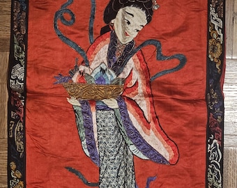 Vintage Chinese Silk Hand Embroidered Panels