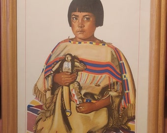REISS WINOLD Blackfeet Vintage Framed Prints, Native American Indian Art, Singing in the Cloud