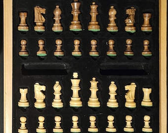 Wooden Chess Board Game Set, Large Lift Up Storge Box, Weighted Pieces Inlaid