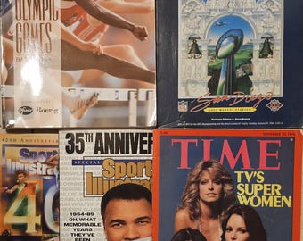 Vintage Magazines, Time Magazine, Sports Illustrated Olympic Super Bowl XXII, Denver vs Washington, NBC Viewer's Guide