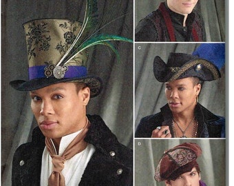 Simplicity #8713, Adult Costume, Cosplay, Steampunk, Men's Hats, Arkivestry Fashion Accessory, Period Clothing, Size A S-L, UNCUT