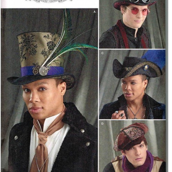 Simplicity #8713, Adult Costume, Cosplay, Steampunk, Men's Hats, Arkivestry Fashion Accessory, Period Clothing, Size A S-L, UNCUT