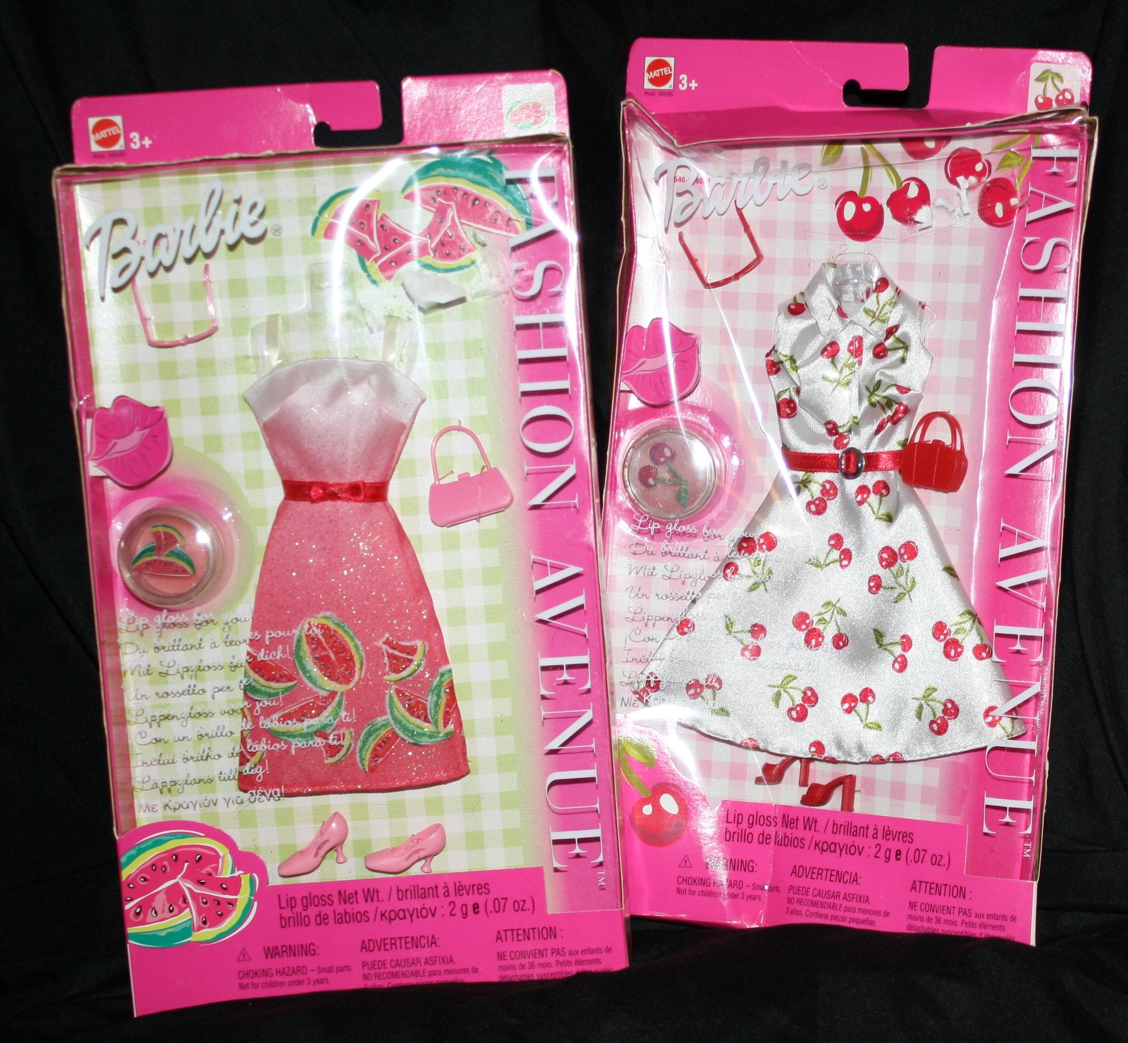 BARBIE Fashion Avenue - Outfits & Lip Gloss, Mattel, LOT of 2, NRFB
