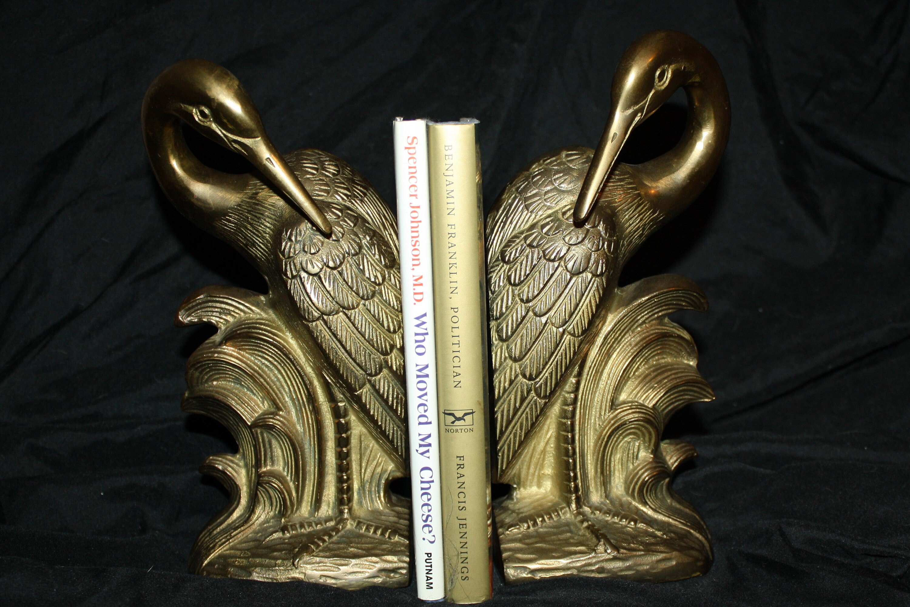 Large Brass Bookends Crane, Egret, Heron or Stork