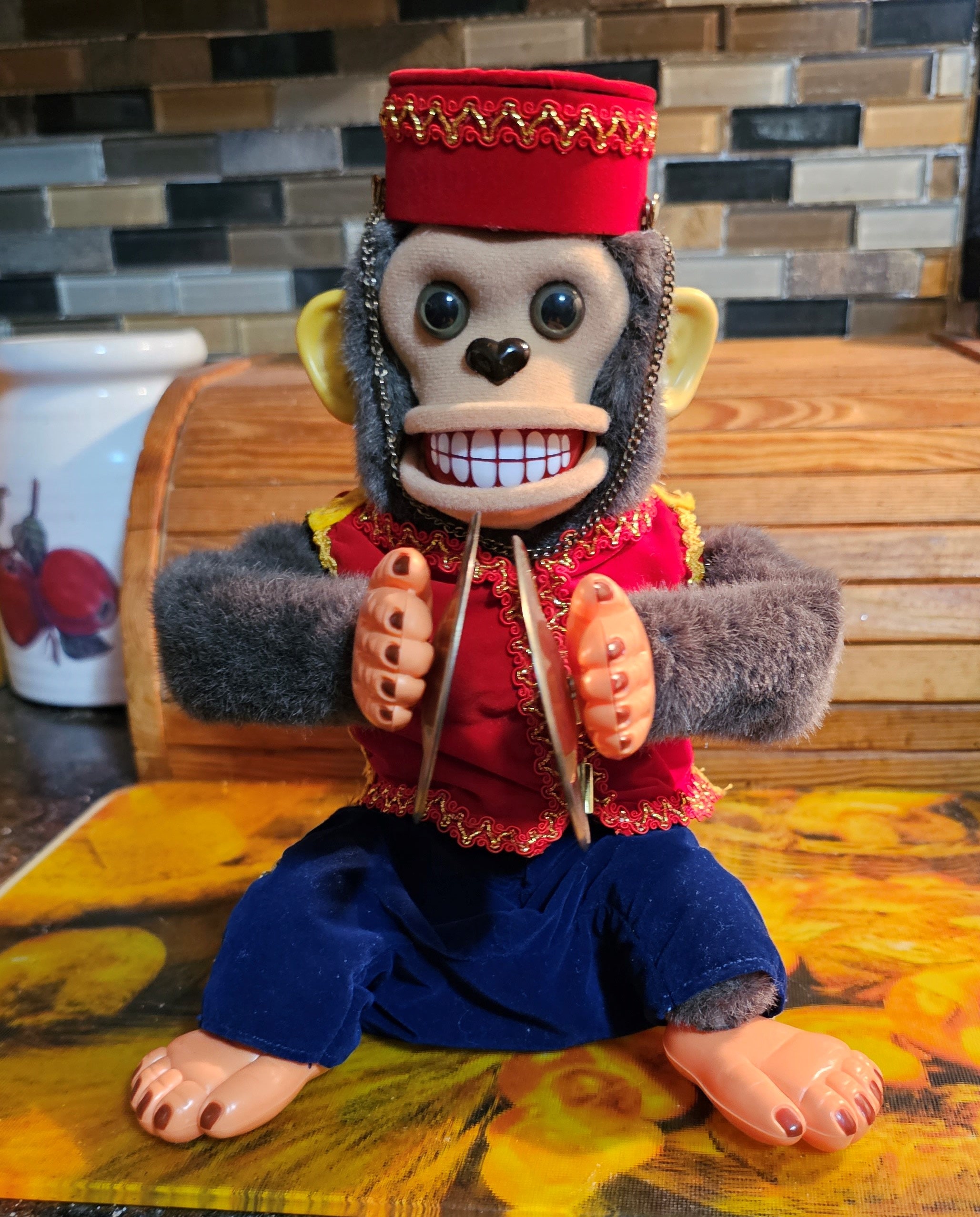 Vintage Mister Monkey Mechanical Musical Toy with Cymbals, 1999 Charm