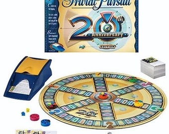 Trivial Pursuit Board Games: 20th Anniversary Edition, Totally 80s, Parker Brothers, Game Pieces  Partially Sealed in Packages, OPEN Box,
