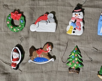 Vintage Hand Painted Ceramic Ornaments, Lot of 10