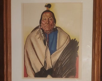 REISS WINOLD Blackfeet Vintage Framed Prints - Big Face Chief