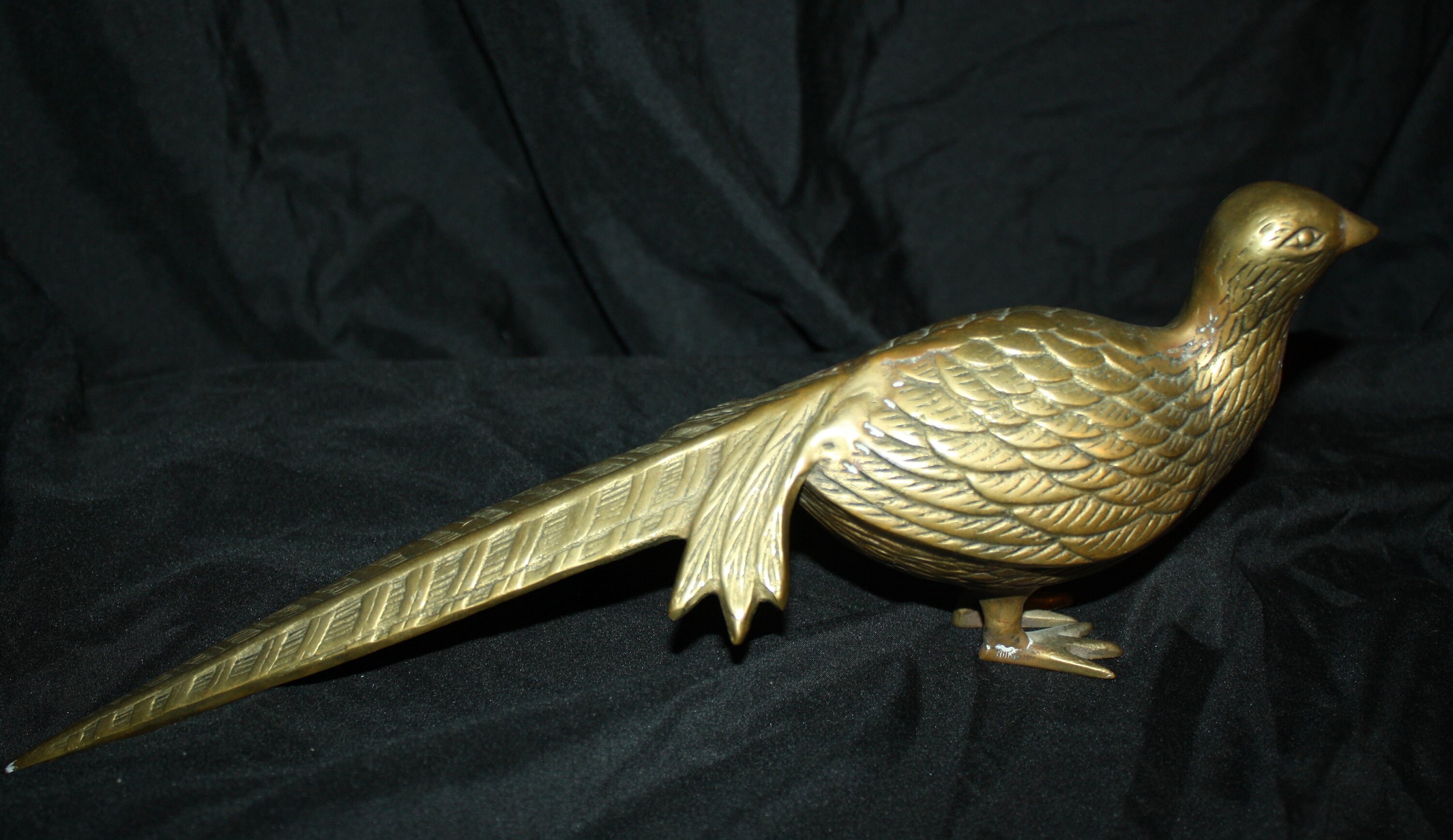 Vintage Brass Pheasant Figurine Decor Bird Pair Statue Sculptures