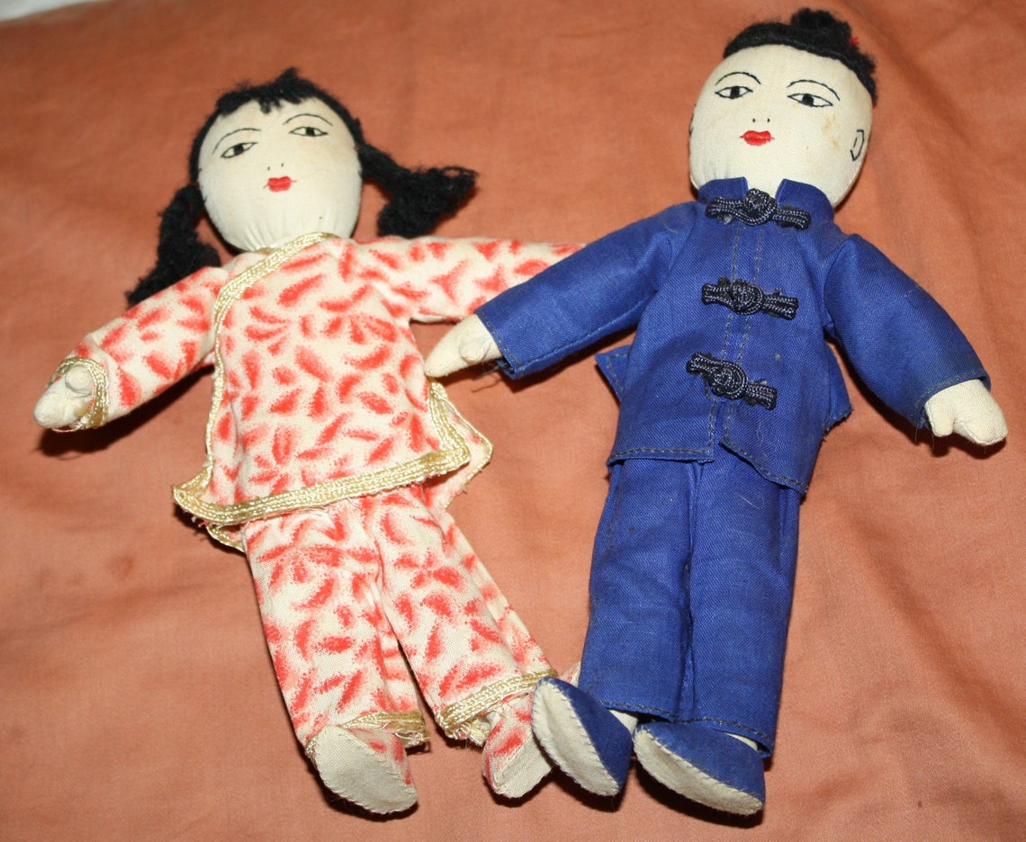 Vintage Chinese/japanese Cloth Dolls Asian Cloth Rag Dolls Etsy