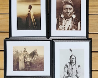 Native Americans Art Print, Wall Hangings, 8.5x13.5" Prints with Frame 12' x14.5", Native Home Decor