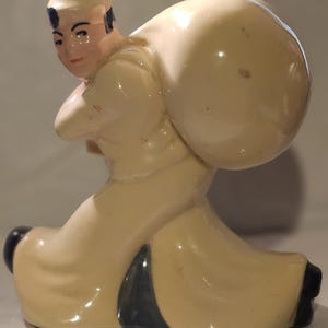 Vintage McCoy Pottery Co. Seamen&#39;s Bank for Savings Ceramic Sailor Coin WW2